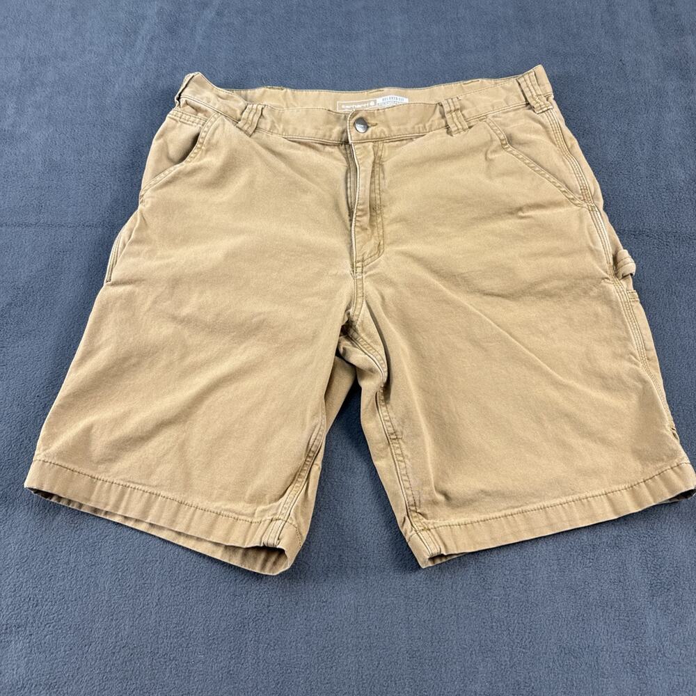 Carhartt Work Shorts Mens 36 Brown Rugged Flex Canvas Relaxed Fit BS3652-M